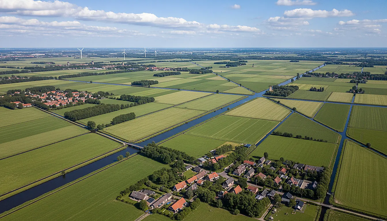 Luchtfoto van het Noord-Hollandse werkgebied van Aquarios